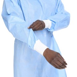 Non-Reinforced Surgical Gown with Towel Halyard Basics Large Blue Sterile Disposable - CS/20